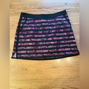 Lady Hagen Golf Skort Size 10 Black Stripes Pink Paisley Zip Back